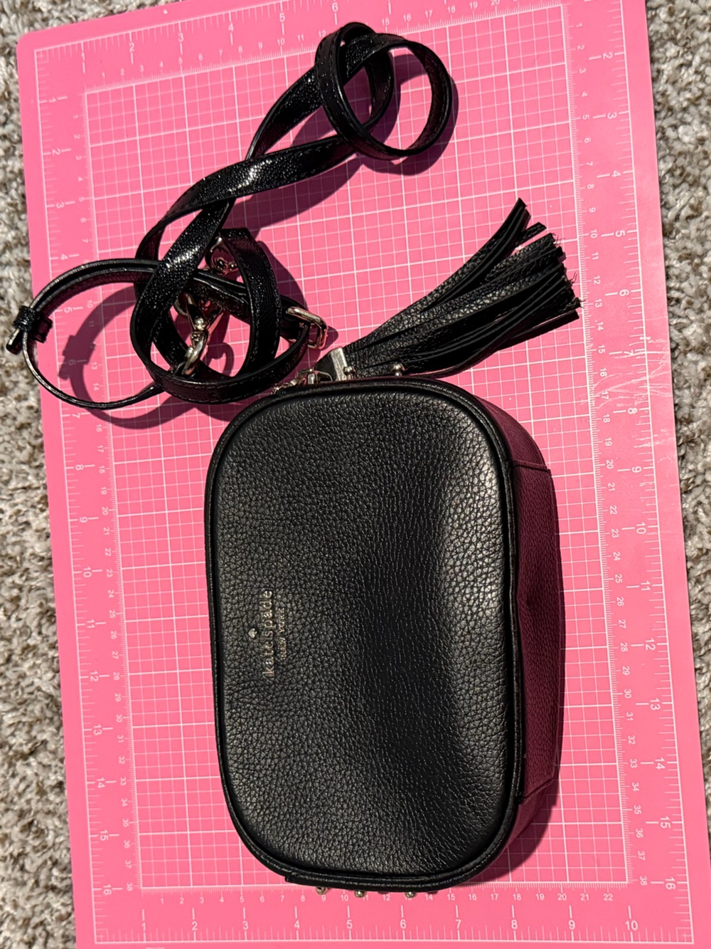 kate spade Kourtney black pebbled leather crossbody camera bag